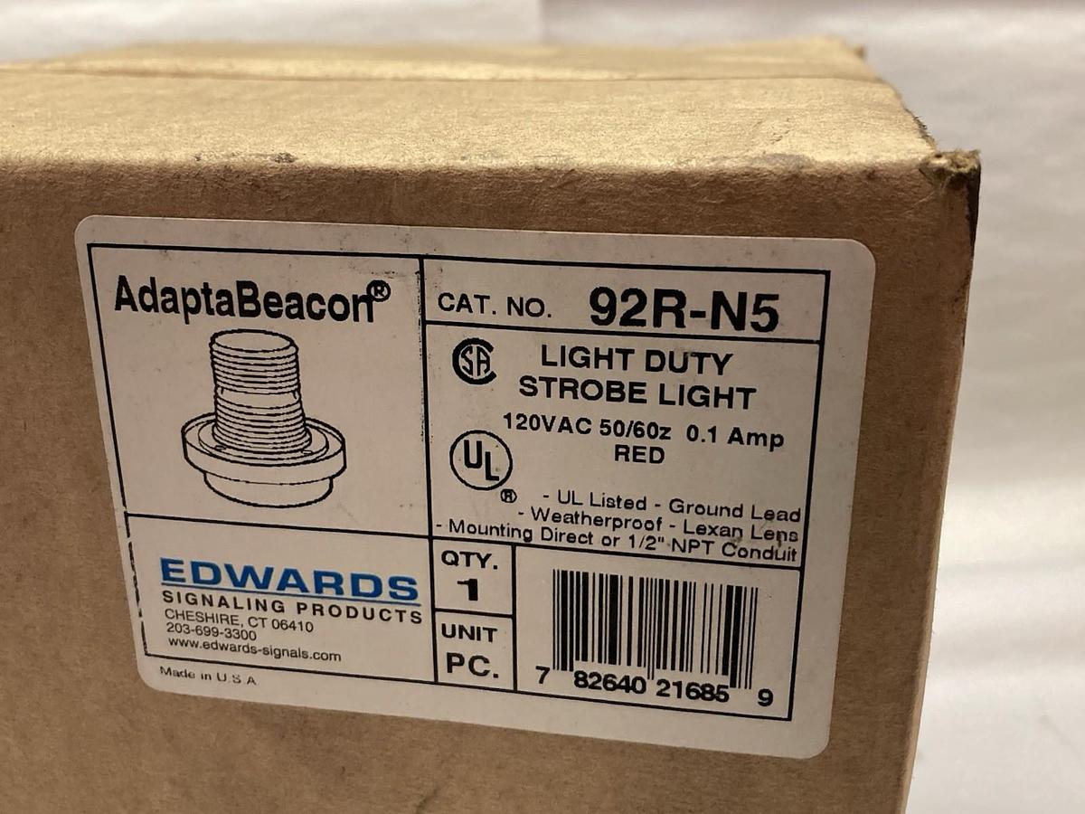 Used Edwards Signaling,92R-N5,AdaptaBeacon Light Duty Strobe Light 120Vac 50/60Hz