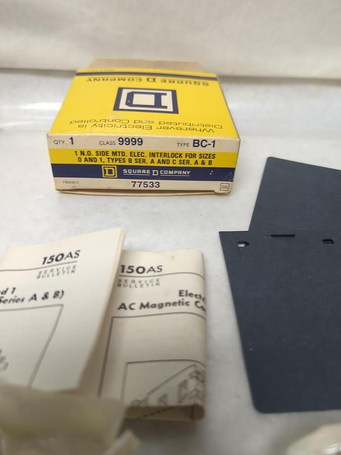 SQUARE D,77541/77533,CLASS 9999 TYPE BC-1-BC-3 ELECTRIC INTERLOCK  LOT OF 2 NOS