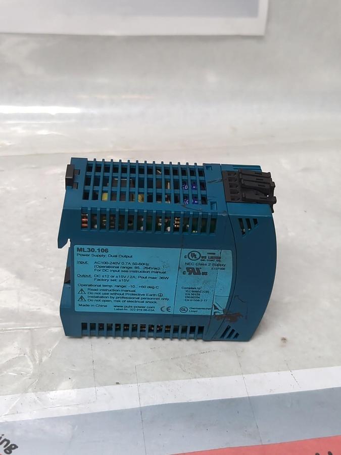 Used PULS,ML30.106,POWER SUPPLY 100-240VAC 0.7-0.4A PRE-OWNED