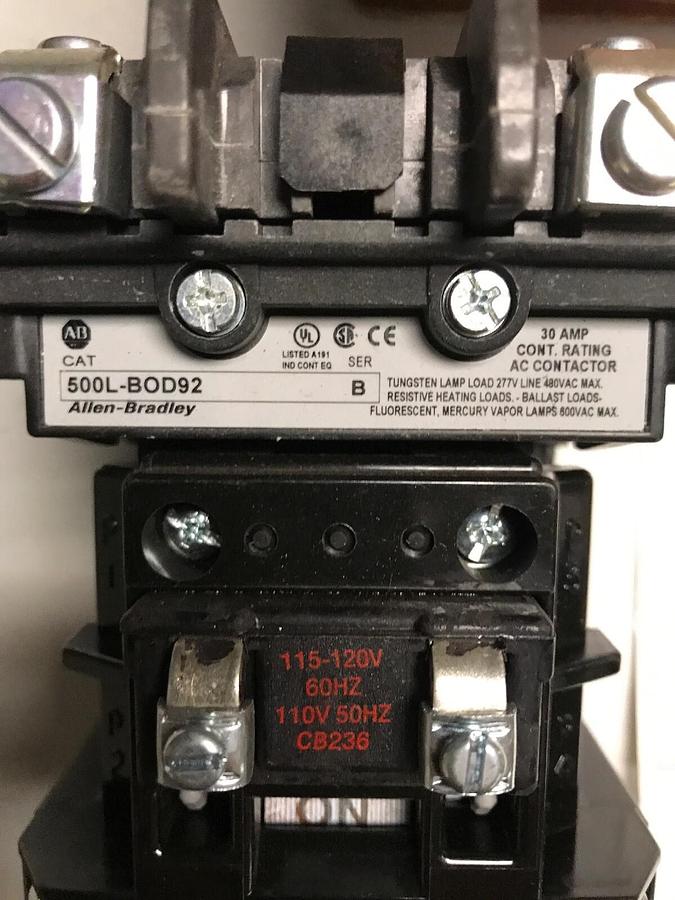 Allen Bradley,500L-BOD92,AC Lighting Contactor 30 AMP 115 V