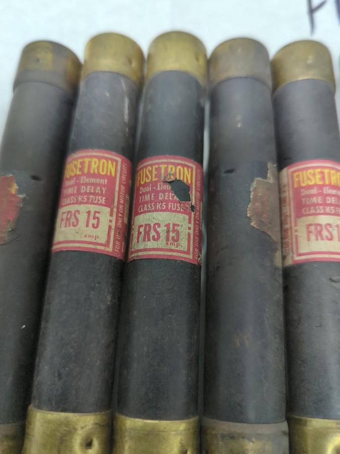 Used COOPER BUSSMANN,FRS-15,FUSETRON 15 AMP FUSE LOT OF 7 PRE-OWNED