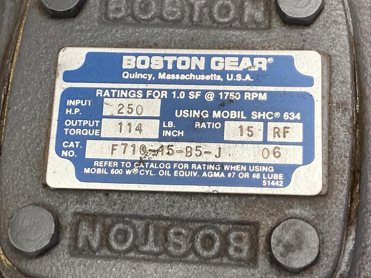Used Boston Gear,F710-15-B5-J,Gear Reducer 250Hp 1750rpm Ratio 15:1