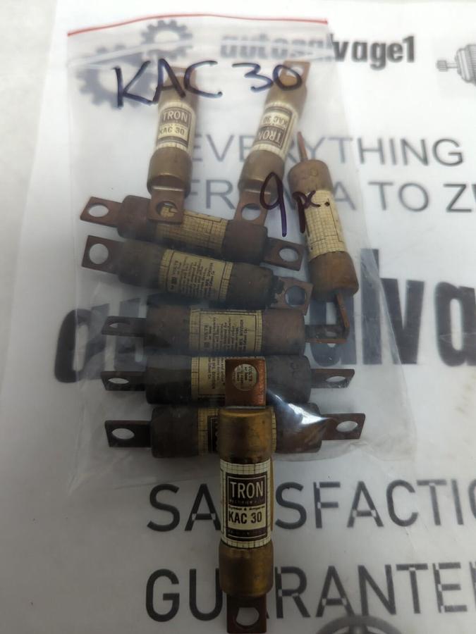 COOPER BUSSMANN,KAC-30,TRON 30 AMP FUSE LOT OF 9 NOS
