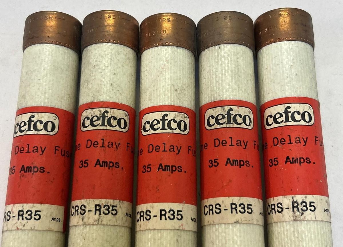 Used CEFCO,CRS-R35,TIME DELAY FUSE 35A 600V LOT OF 5