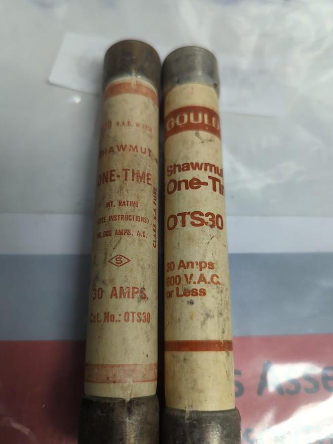 Used GOULD SHAWMUT,OTS 30,ONE-TIME 30 AMP FUSE LOT OF 2 PRE-OWNED