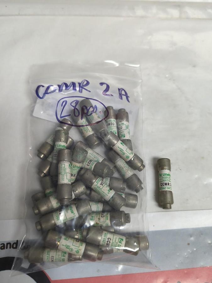 Used LITTELFUSE,CCMR2,CLASS CC 2 AMP FUSE LOT OF 28 PRE-OWNED