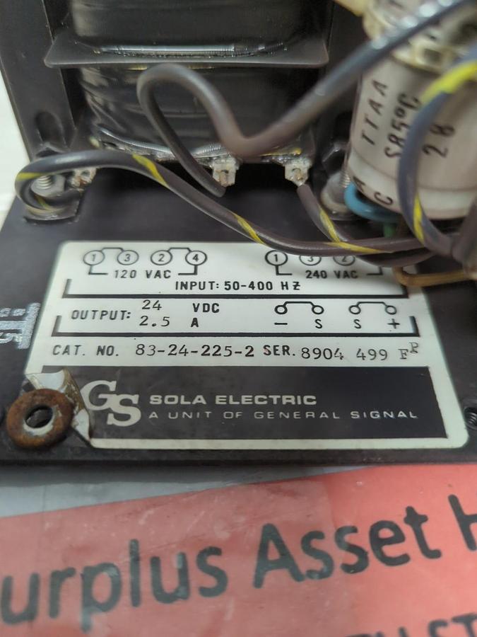 Used SOLA,83-24-225-2,POWER SUPPLY 120-240VAC 2.5 AMP PRE-OWNED