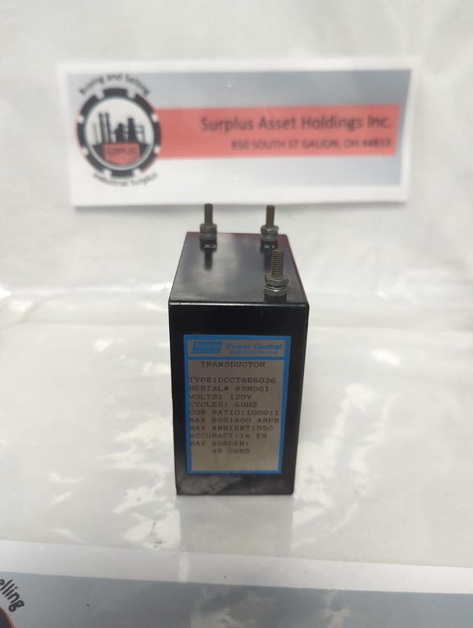 Used SPANG,DCCT8E6026,POWER CONTROL CURRENT TRANSFORMER 120V PRE-OWNED