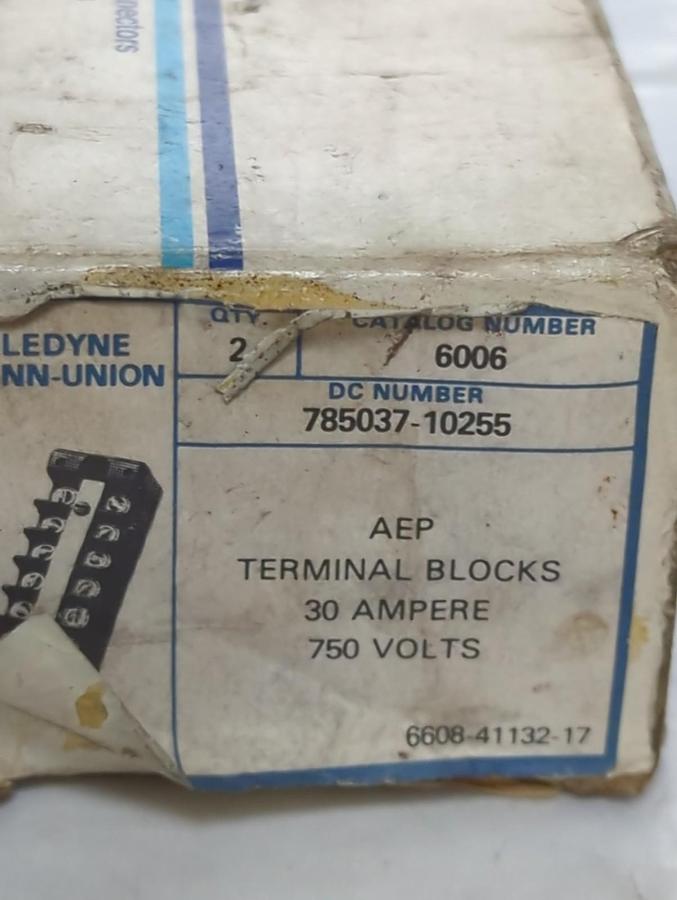 TELEDYNE PENN-UNION,AEP TERMINAL BLOCKS 30 AMP 750V PACK OF 2 NOS
