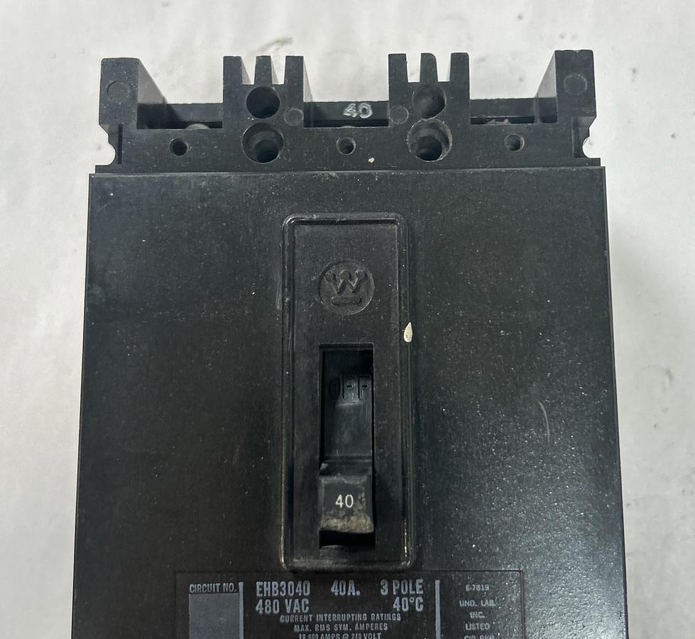 Used WESTINGHOUSE,EHB3040,CIRCUIT BREAKER 40A 480V 3P