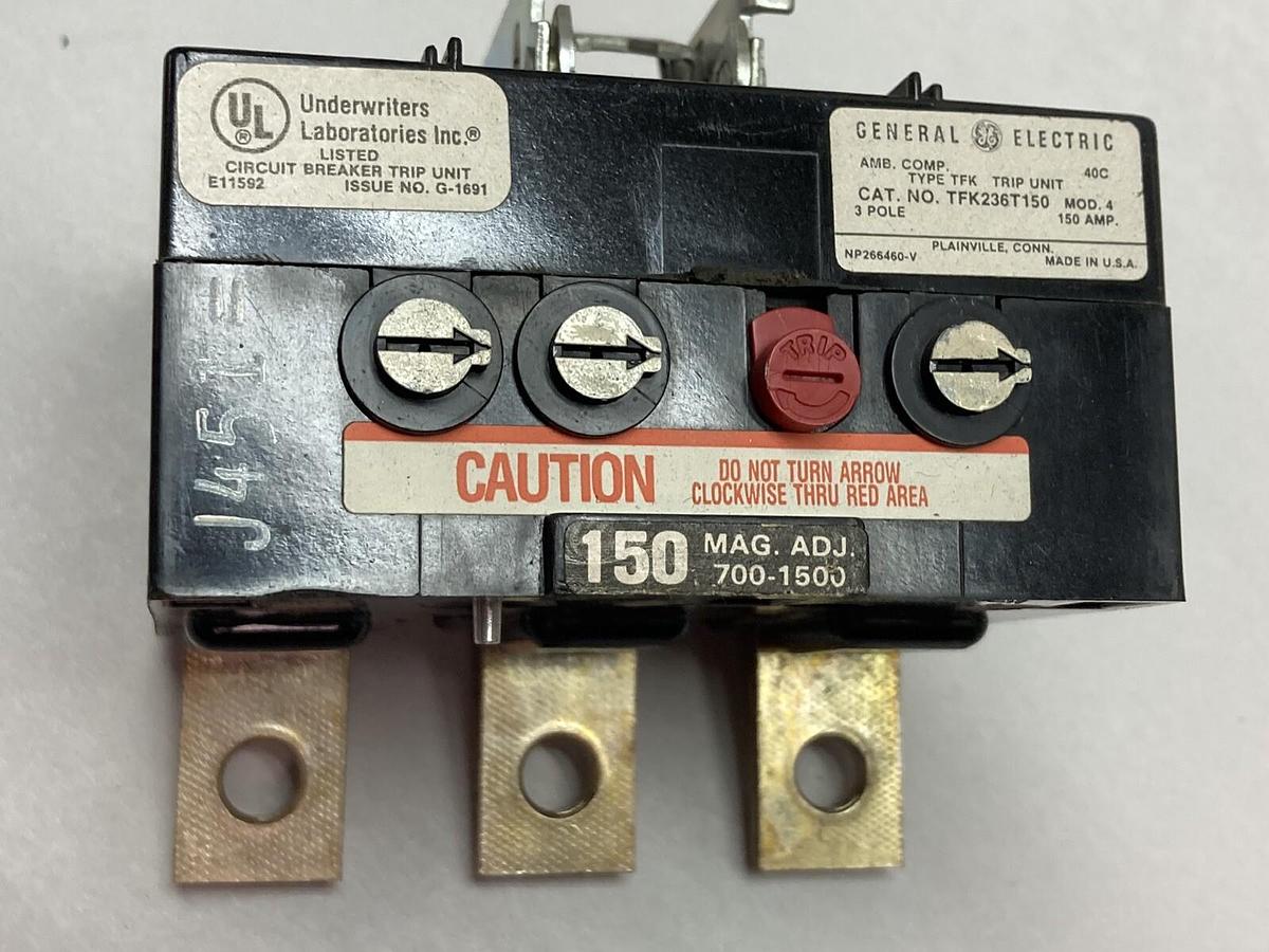 Used General Electric,TFK236T150,3-Pole Trip Unit 150A