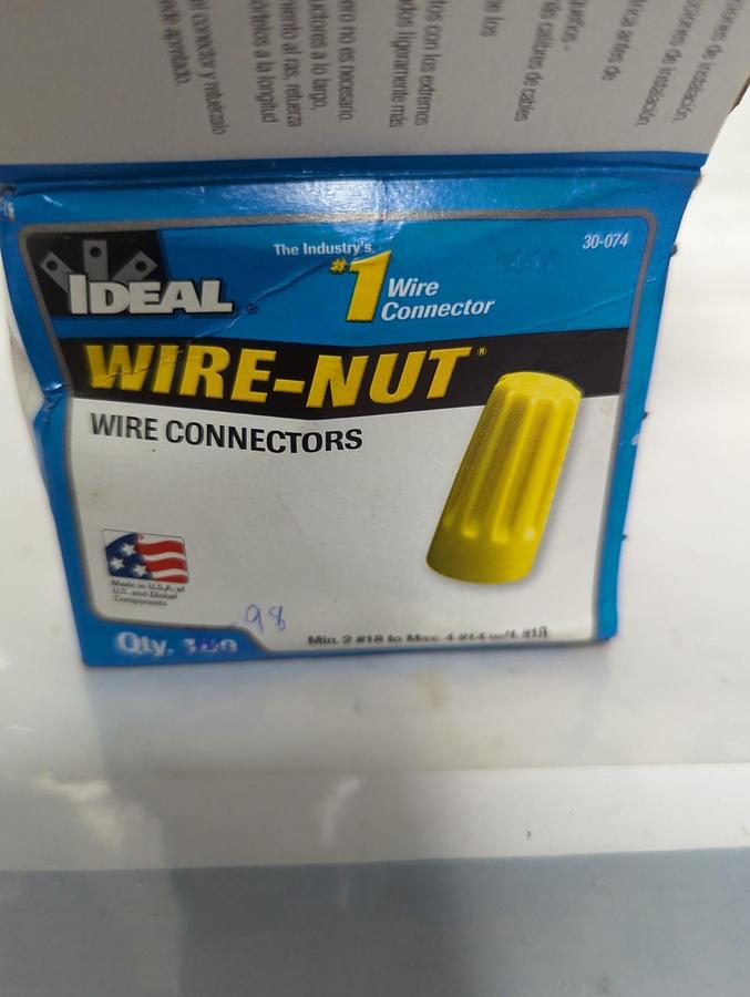 IDEAL,30-74,WIRE NUT/CONNECTORS BOX OF 98 PCS NOS