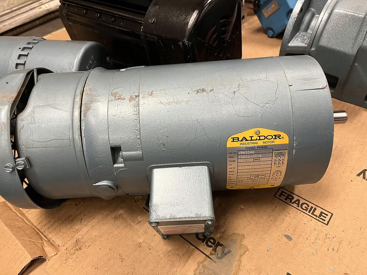 Used BALDOR,VBM3546,BRAKE MOTOR,1HP 3PH 1725RPM 56C