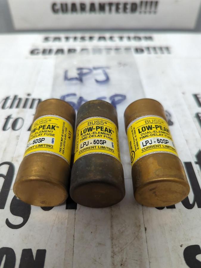 COOPER BUSSMANN,LPJ 50SP,LOW-PEAK  50 AMP FUSES LOT OF 3 NOS