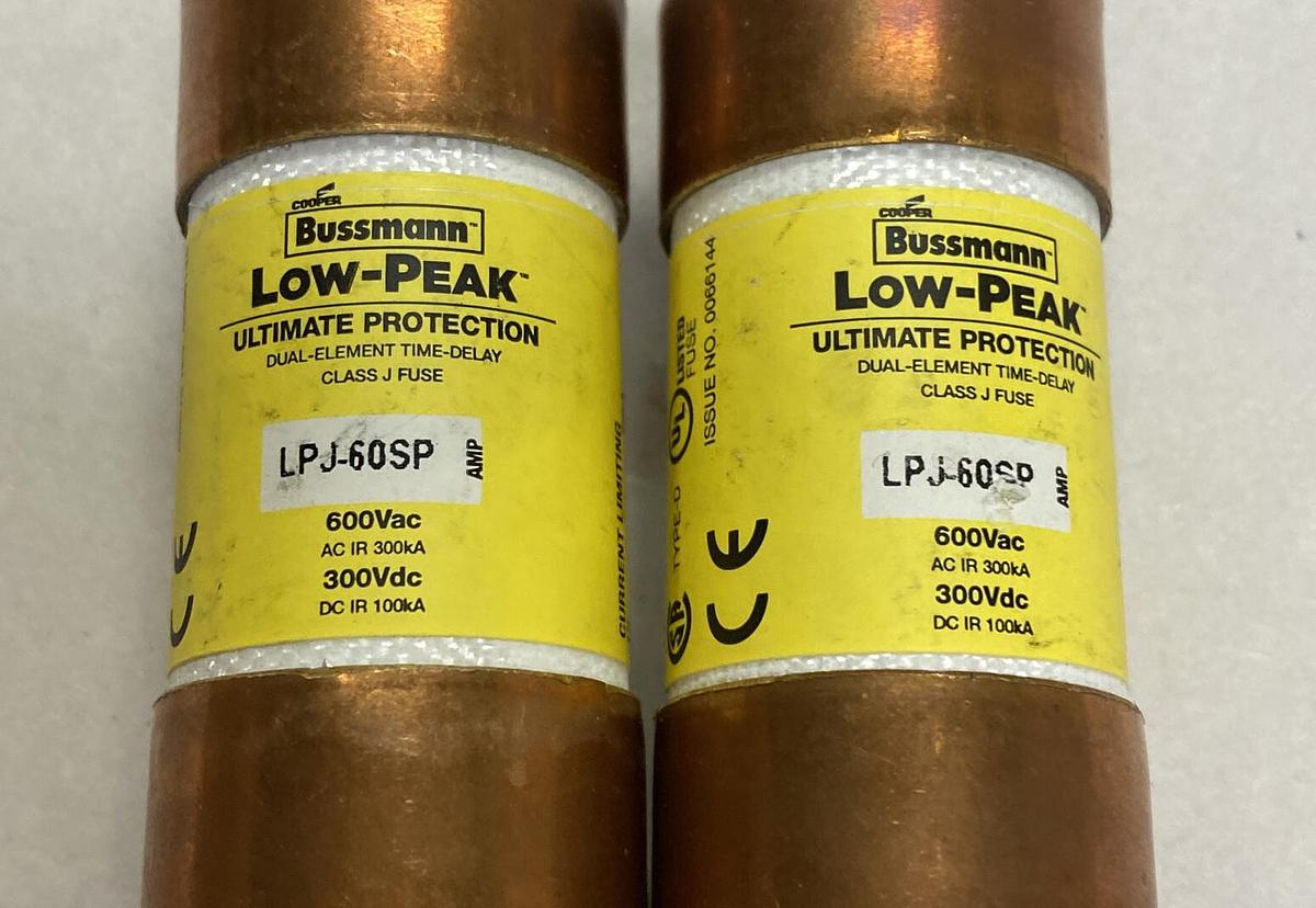 COOPER BUSSMANN,LPJ-60SP,LOW-PEAK 60 AMP FUSE LOT OF 2 NEW NO BOX