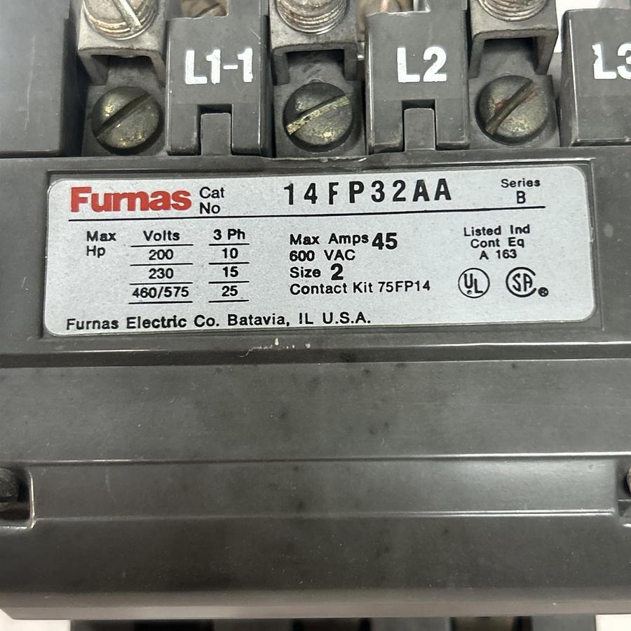 Used FURNAS,14FP32AA,STARTER SIZE 2 45A 600V 110/120V COIL