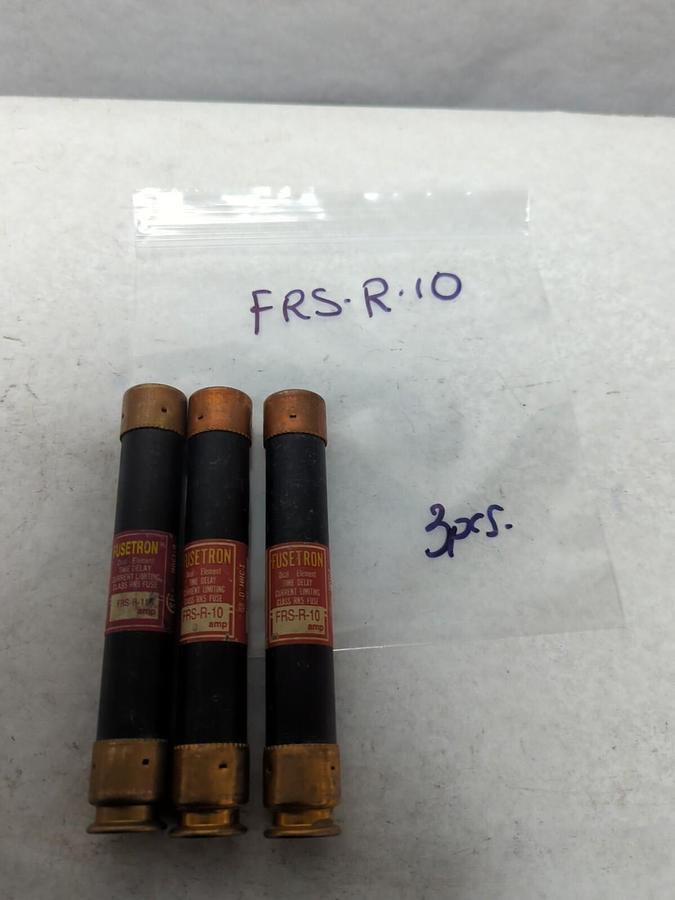 Used COOPER BUSSMANN,FRS-R-10,FUSETRON 10 AMP FUSE LOT OF 3 PRE-OWNED