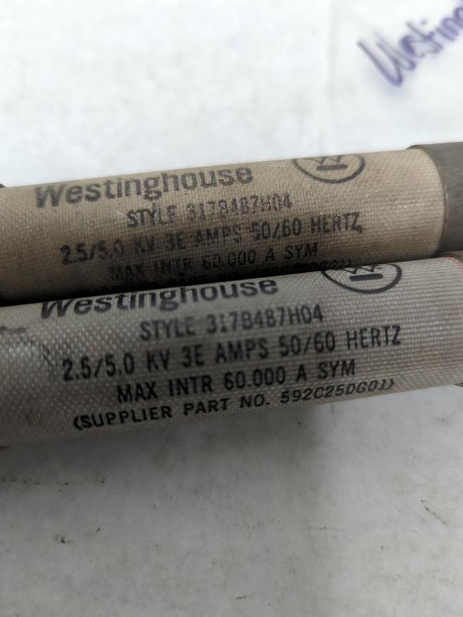 Used WESTINGHOUSE,317B487H04,FUSE 3 E AMP LOT OF 2 PRE-OWNED