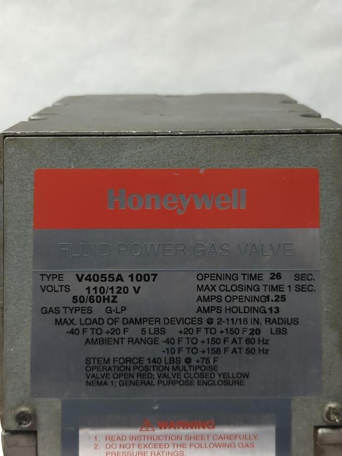 Used HONEYWELL,V4055A 1007,POWER GAS ACTUATOR 110/120V 50/60HZ PRE-OWNED