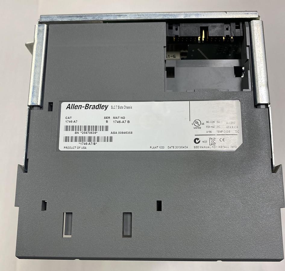 Used Allen-Bradley,1746-A7 SLC,7 Slot Chassis W/ 1746-P2 Power Supply