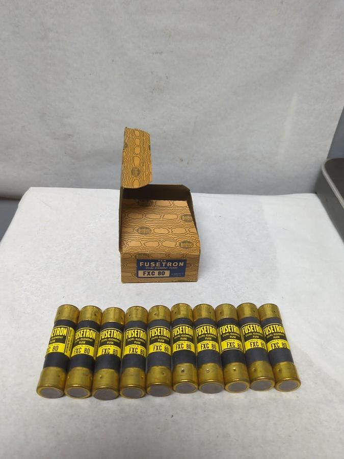 COOPER BUSSMANN,FXC-80,FUSETRON DUAL ELEMENT 80 AMP FUSES BOX OF 10 NOS