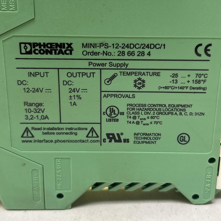Used PHOENIX CONTACT,MINI-PS-12-24DC/24DC/1,ISOLATED DC/DC CONVERTER
