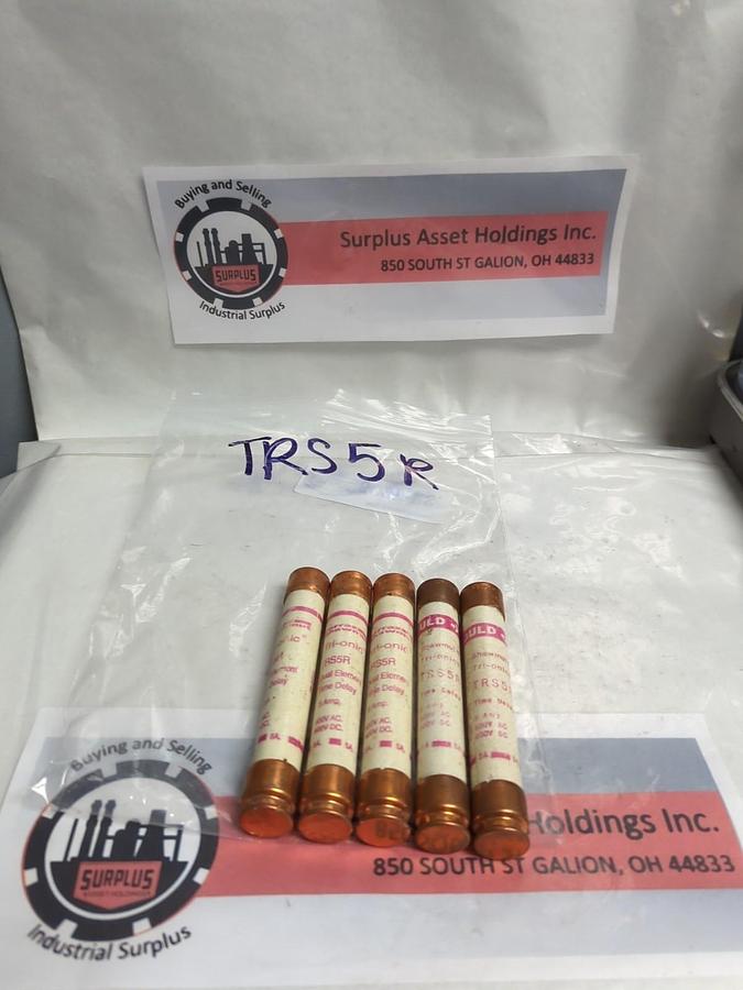 Used GOULD SHAWMUT,TRS5R,TRI-ONIC 5 AMP FUSE LOT OF 5 PRE-OWNED