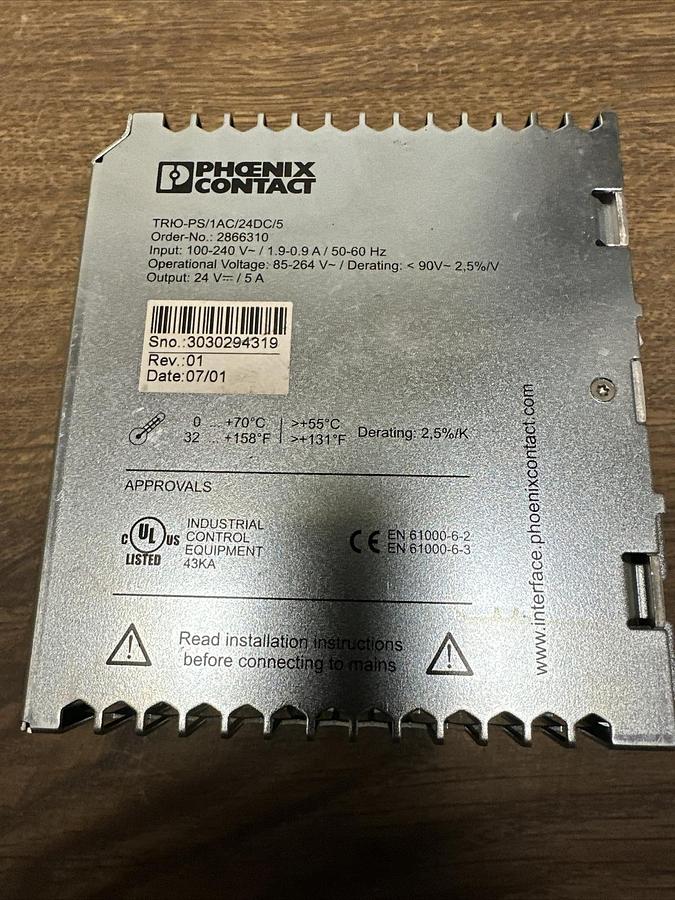 Used Phoenix Contact,Trio-PS/1AC/24DC/5,Power Supply
