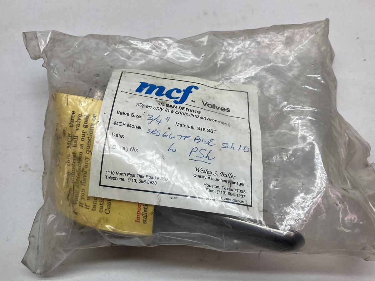 Used MCF,SRS66TFL,Valve 3/4 Inch BWE Sch 10