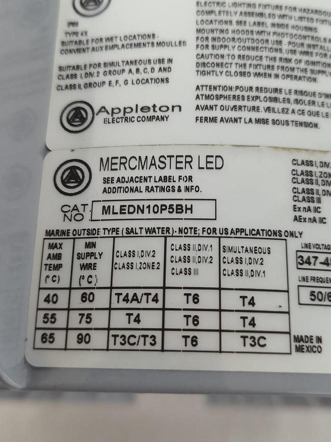 APPLETON,MLEDN10P5BH,TYPE 4X MERCMASTER LED LIGHT FIXTURE MISSING BOX