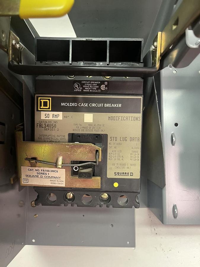 Used SQUARE D,MODEL 5,SIZE 1 MCC 8536SCO3 STARTER BUCKET 50A FAL34050 BREAKER