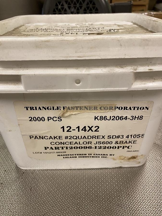 TRIANGLE FASTENERS,12-14X2,2 INCH PAN SELF DRILLING SCREWS SD#3 410SS QTY 2000