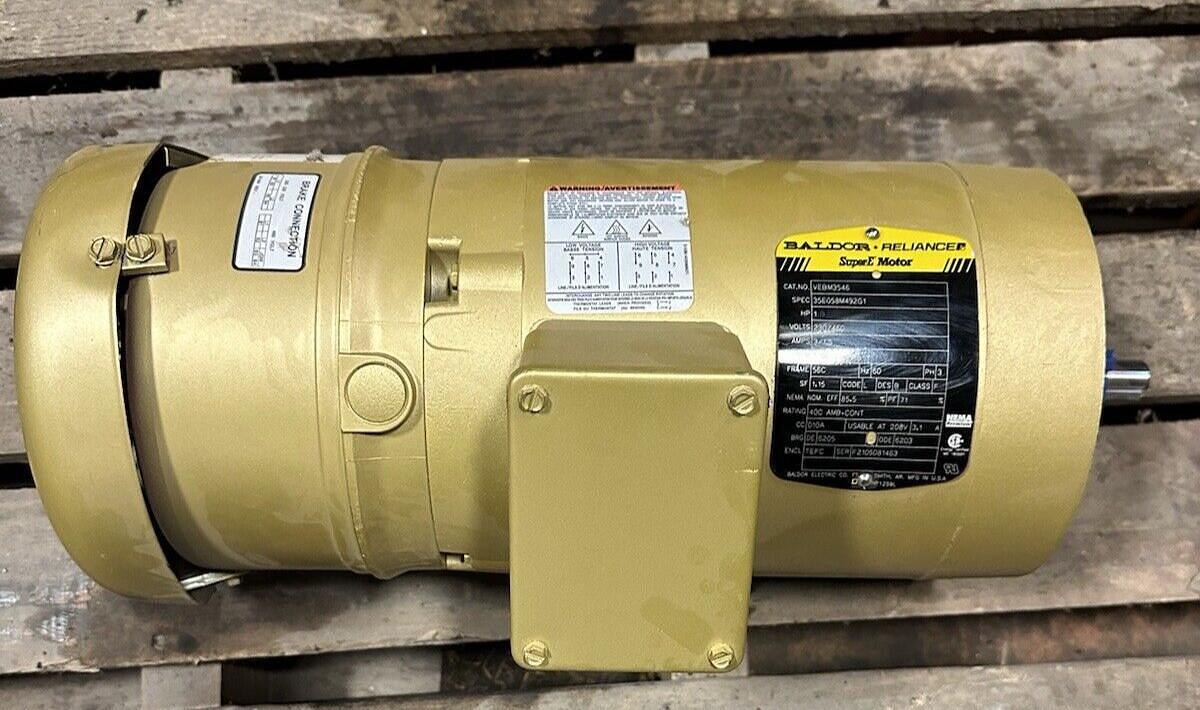 Used Baldor-Reliance,Vebm3546,Brake Unit Motor 1 Hp 1760 RPM 3-Phase Frame 56C
