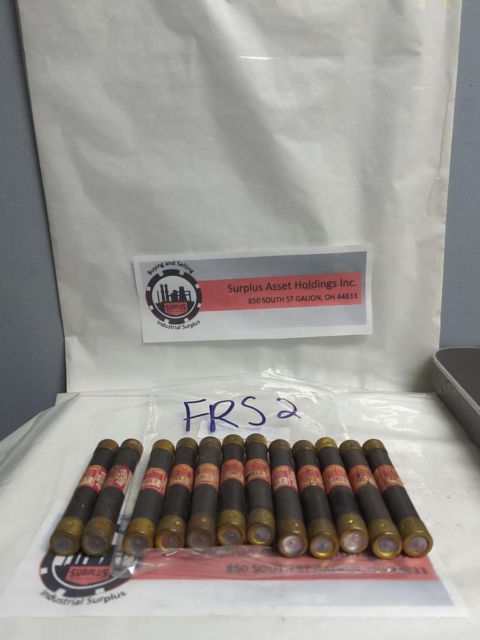 Used COOPER BUSSMANN,FRS-2,FUSETRON 2 AMP FUSE LOT OF 12 PRE-OWNED