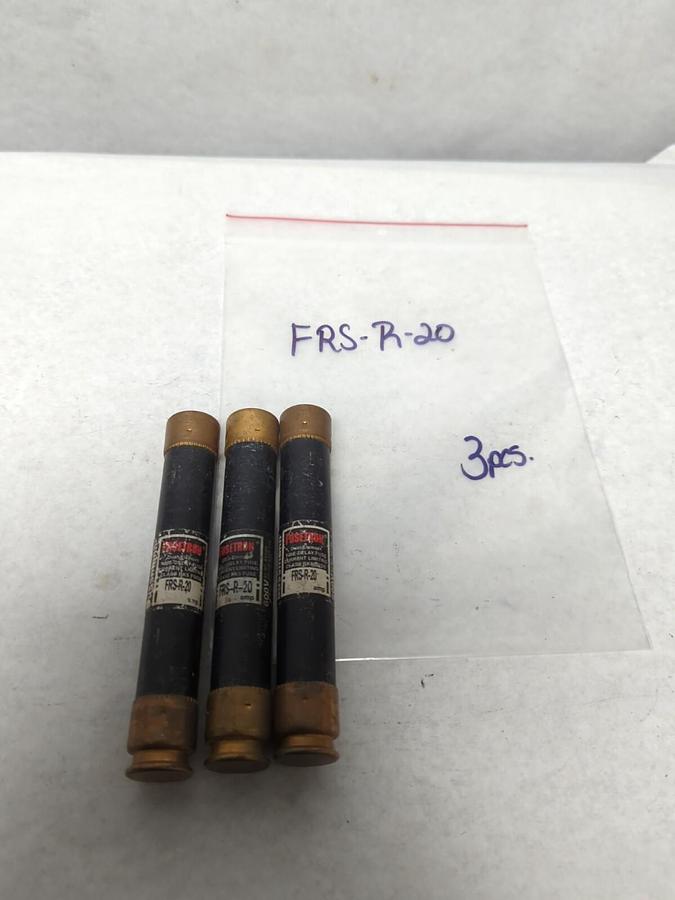 Used COOPER BUSSMANN,FRS-R-20,FUSETRON 20 AMP FUSE LOT OF 3 PRE-OWNED