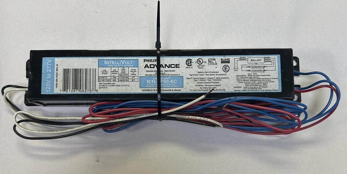 PHILIPS ADVANCE,ICN-2P60-SC,ELECTRONIC BALLAST 120/277V NOS
