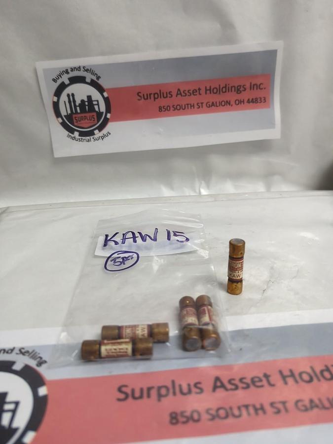 Used COOPER BUSSMANN,KAW-15,TRON 15 AMP FUSE LOT OF 5 PRE-OWNED