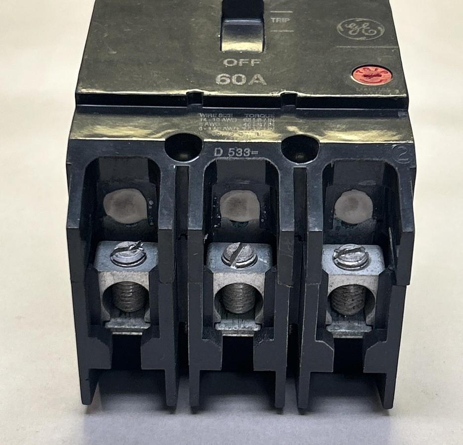 Used GENERAL ELECTRIC,TEYM02360,CIRCUIT BREAKER 60A 480/277V 3P