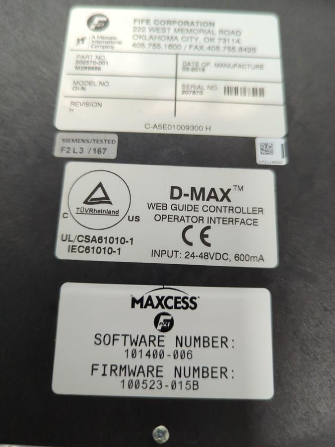 Used FIFE,202570-001,D-MAX WEB GUIDE CONTROLLER PRE-OWNED