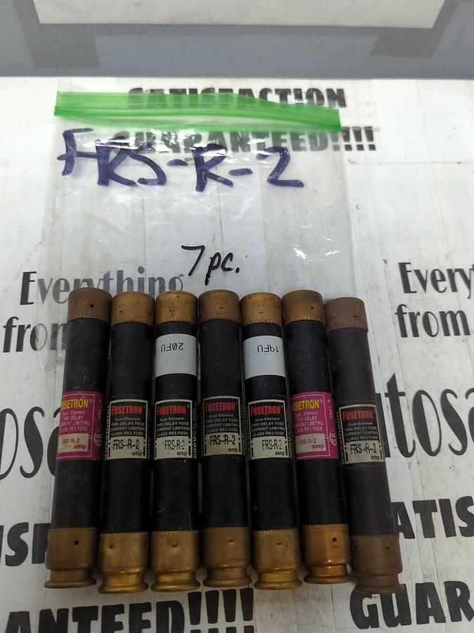 COOPER BUSSMANN,FRS-R-2,FUSETRON 2 AMP FUSES LOT OF 7 NOS