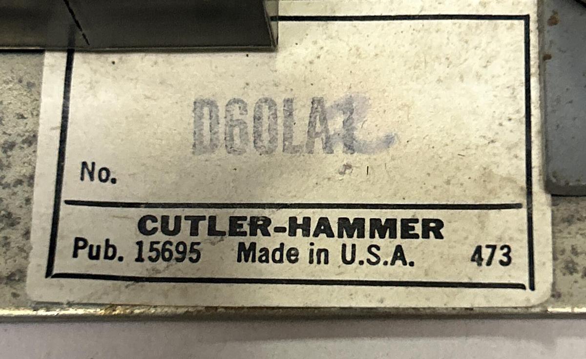 Used CUTLER HAMMER,D60LA1,ADJUSTABLE CURRENT RELAY