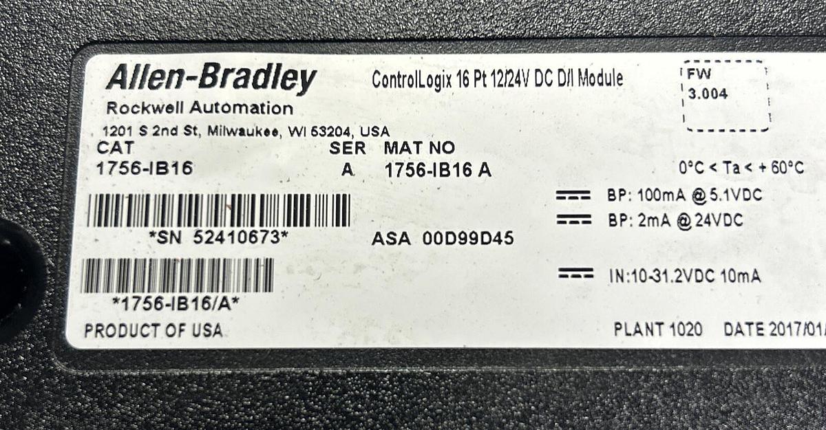 Used ALLEN BRADLEY,1756-IB16,INPUT MODULE