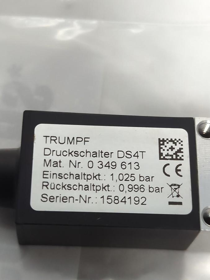 Used TRUMPF,0 349 613,DS4T PRESSURE SWITCH PRE-OWNED