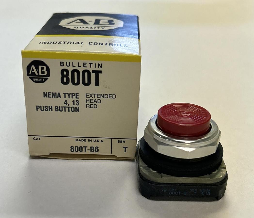 Used ALLEN BRADLEY,800T-B6,SER T RED PUSH BUTTON NEW