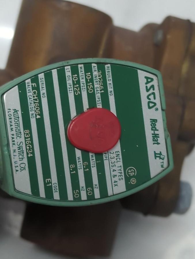 Used ASCO,8210B27,SOLENOID VALVE 1 INCH 20 WATT PRE-OWNED