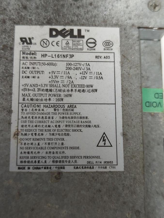 Used DELL,HP-L161NF3P,POWER SUPPLY PRE-OWNED