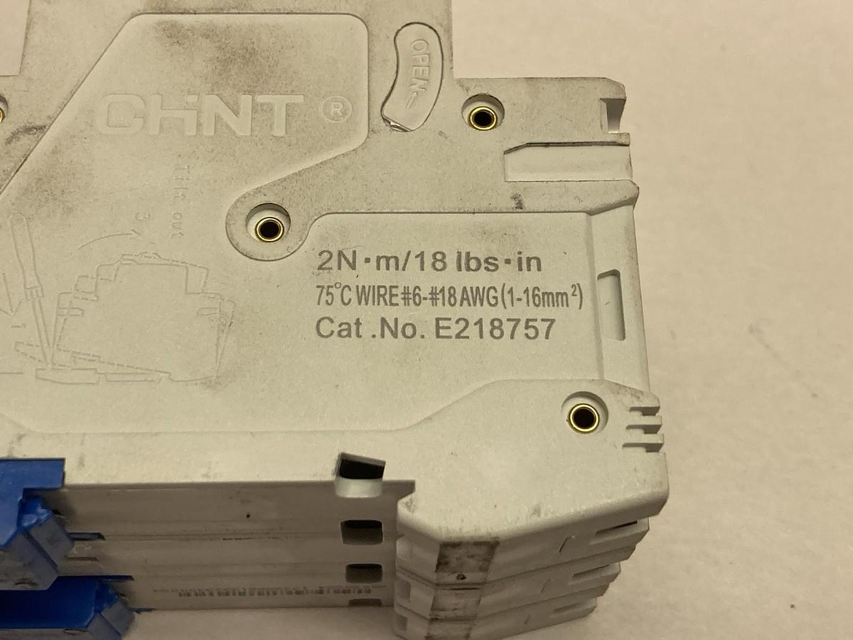 Used Chint,E218757,3-Pole Miniature Circuit Breaker 10A 480Vac