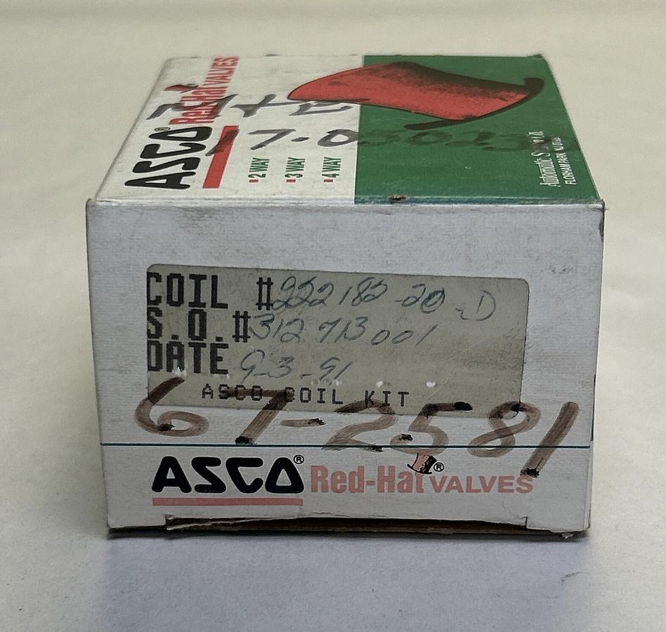 ASCO,222182-020-D,SOLENOID VALVE COIL 120V NOS