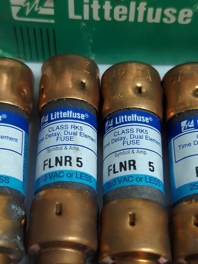LITTELFUSE,FLNR5,POWR-GARD 5 AMP FUSE LOT OF 10 NOS