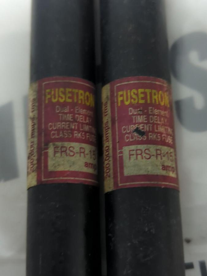 COOPER BUSSMANN,FRS-R-15,FUSETRON 15 AMP FUSE LOT OF 2 NOS